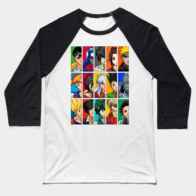 Anime vs Anime (Version 1) Baseball T-Shirt by manoystee